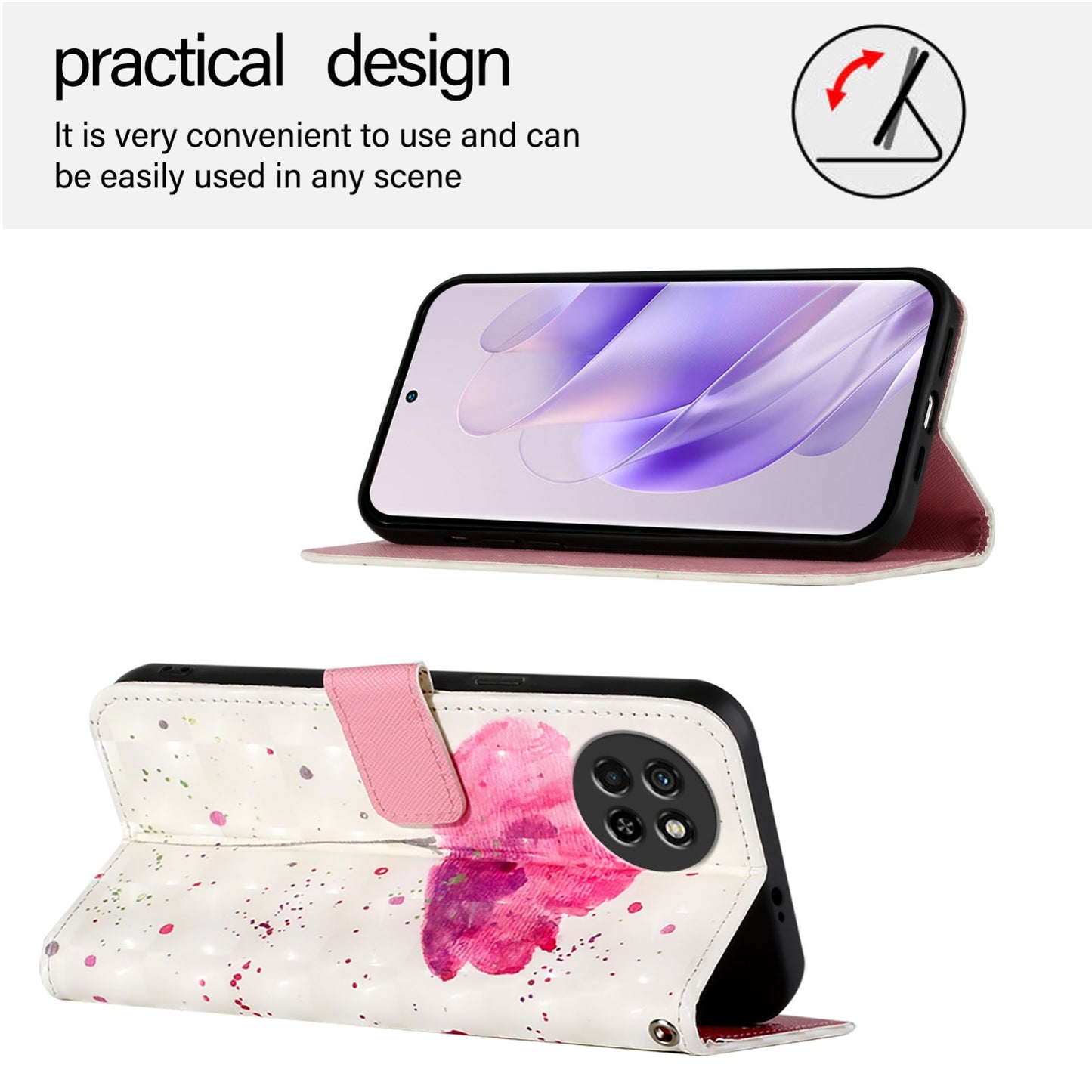 Itel S23 Leather Flip Phone Case with 3D Painted Design, Card Holder, Wallet & Stand Function - Durable Protection & Easy Access