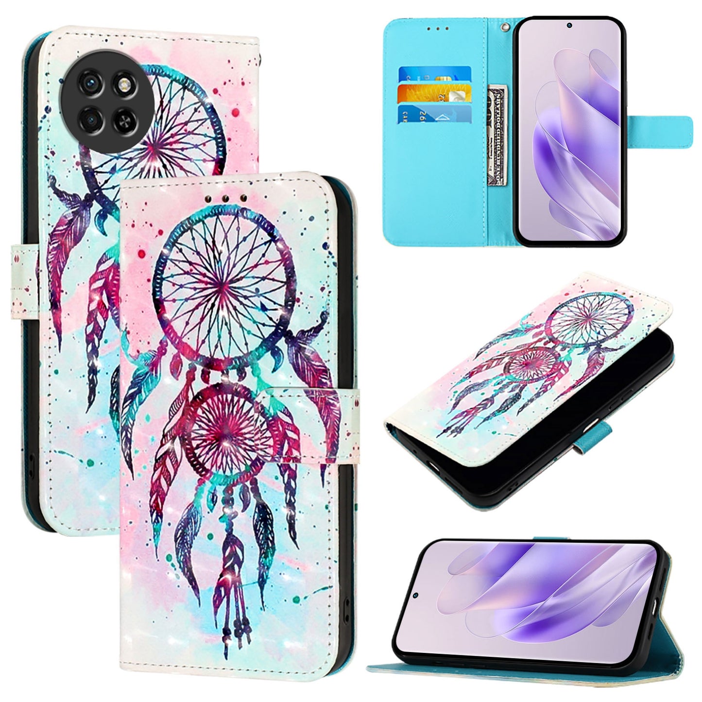 Itel S23 Leather Flip Phone Case with 3D Painted Design, Card Holder, Wallet & Stand Function - Durable Protection & Easy Access