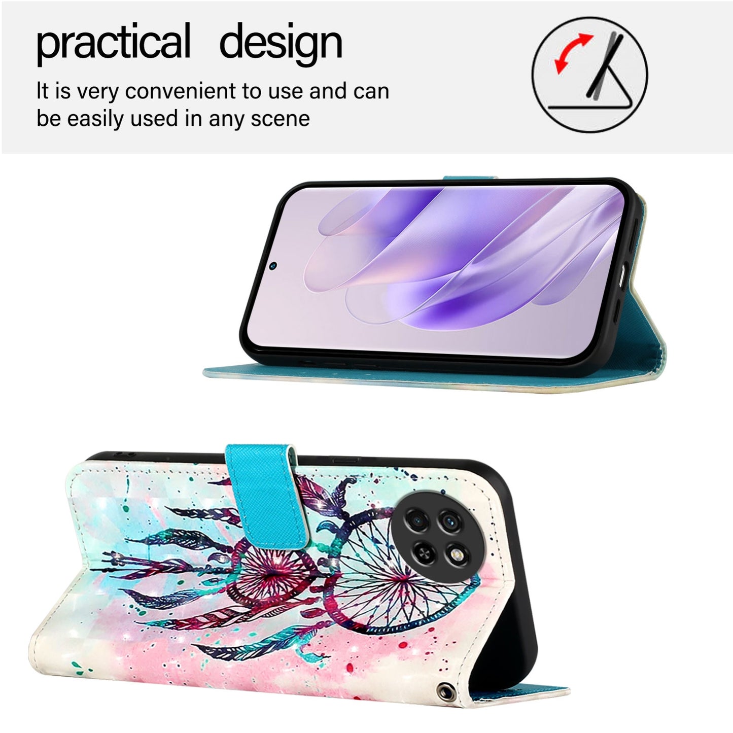 Itel S23 Leather Flip Phone Case with 3D Painted Design, Card Holder, Wallet & Stand Function - Durable Protection & Easy Access