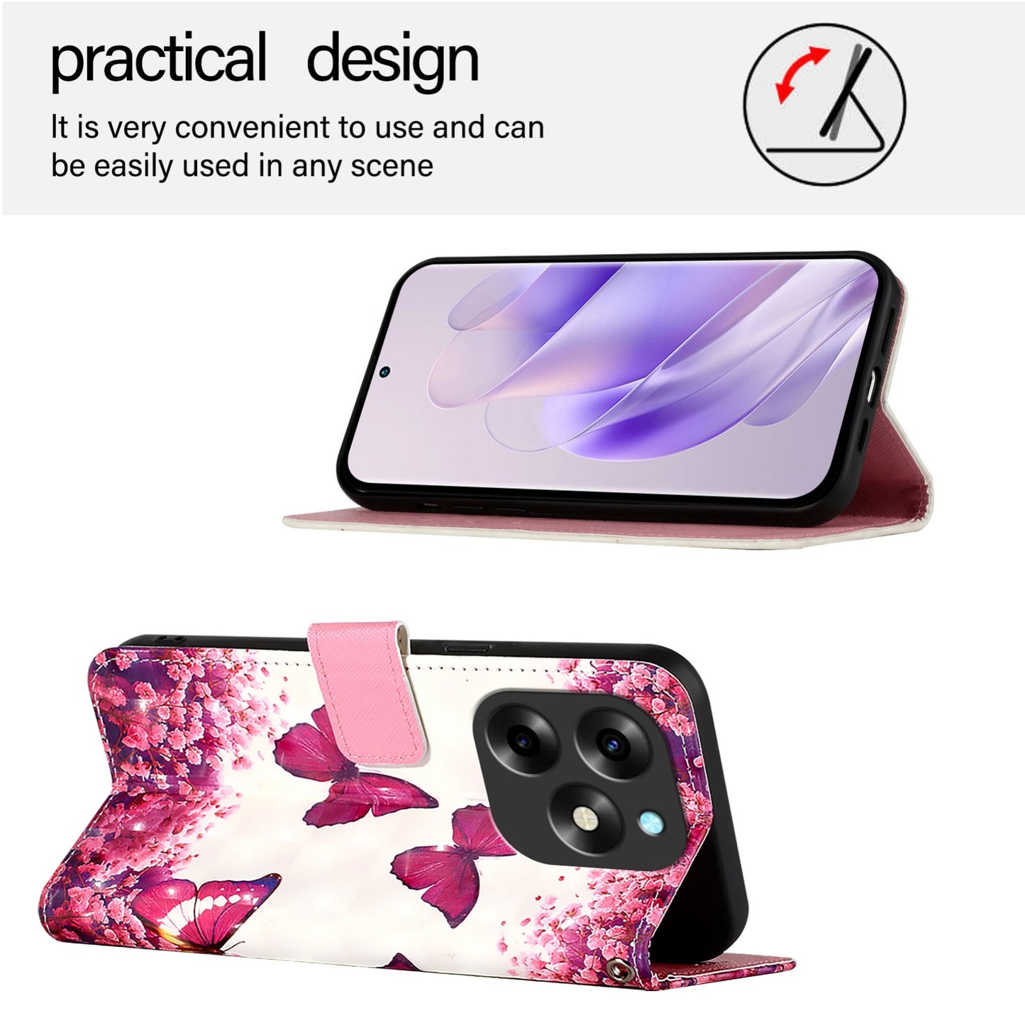 Itel S23+ Leather Flip Phone Case with 3D Painted Design, Card Holder, Wallet & Stand Function - Durable Protection & Easy Access