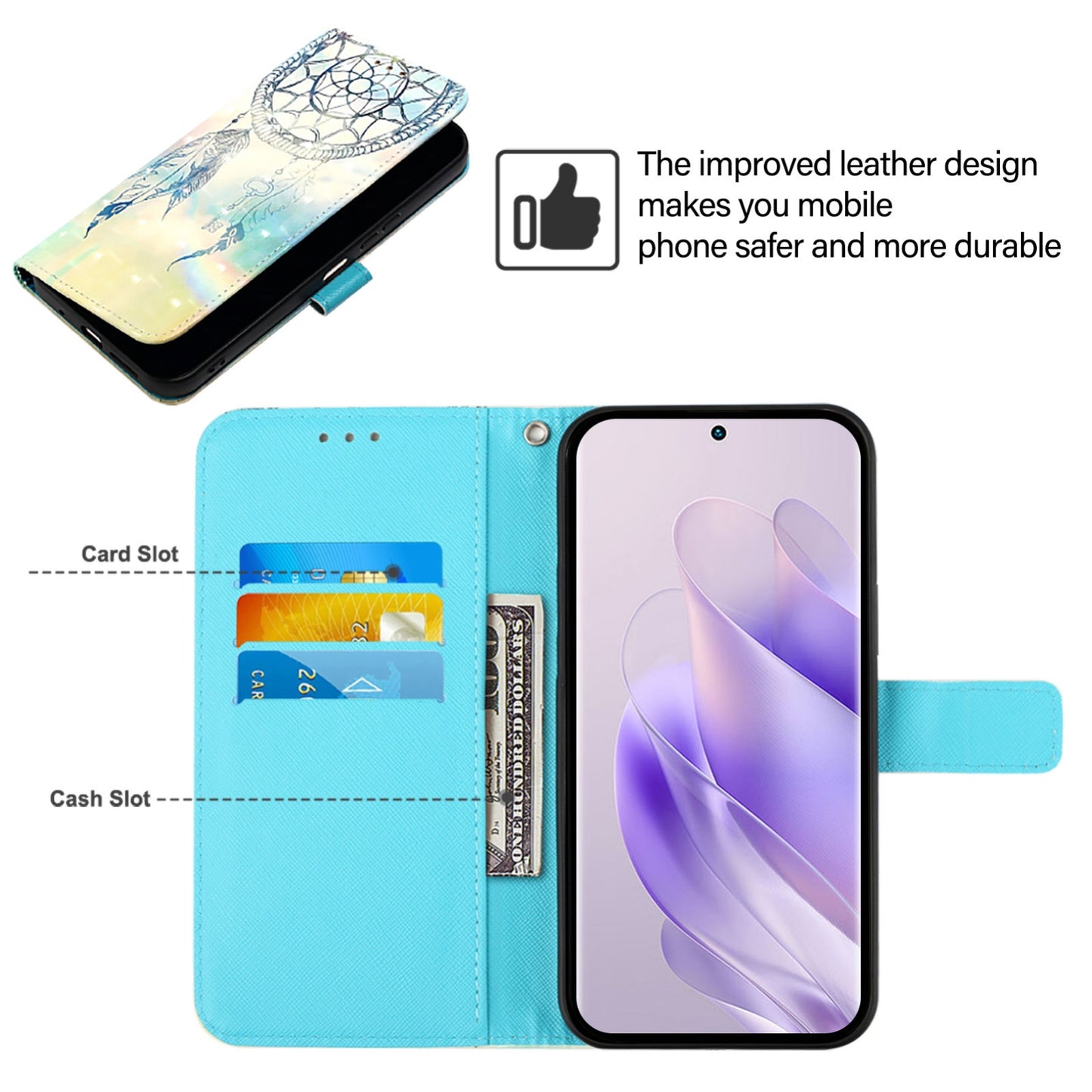 Itel S23+ Leather Flip Phone Case with 3D Painted Design, Card Holder, Wallet & Stand Function - Durable Protection & Easy Access