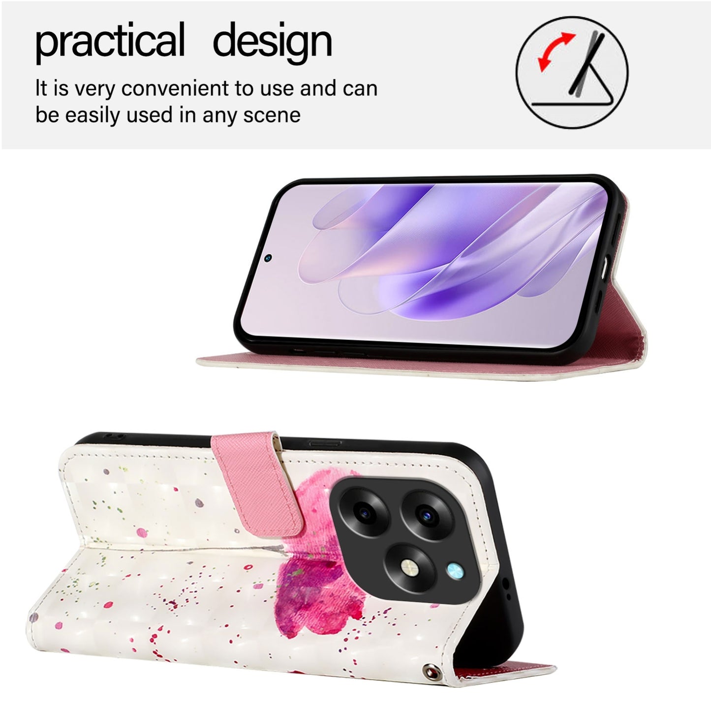 Itel S23+ Leather Flip Phone Case with 3D Painted Design, Card Holder, Wallet & Stand Function - Durable Protection & Easy Access