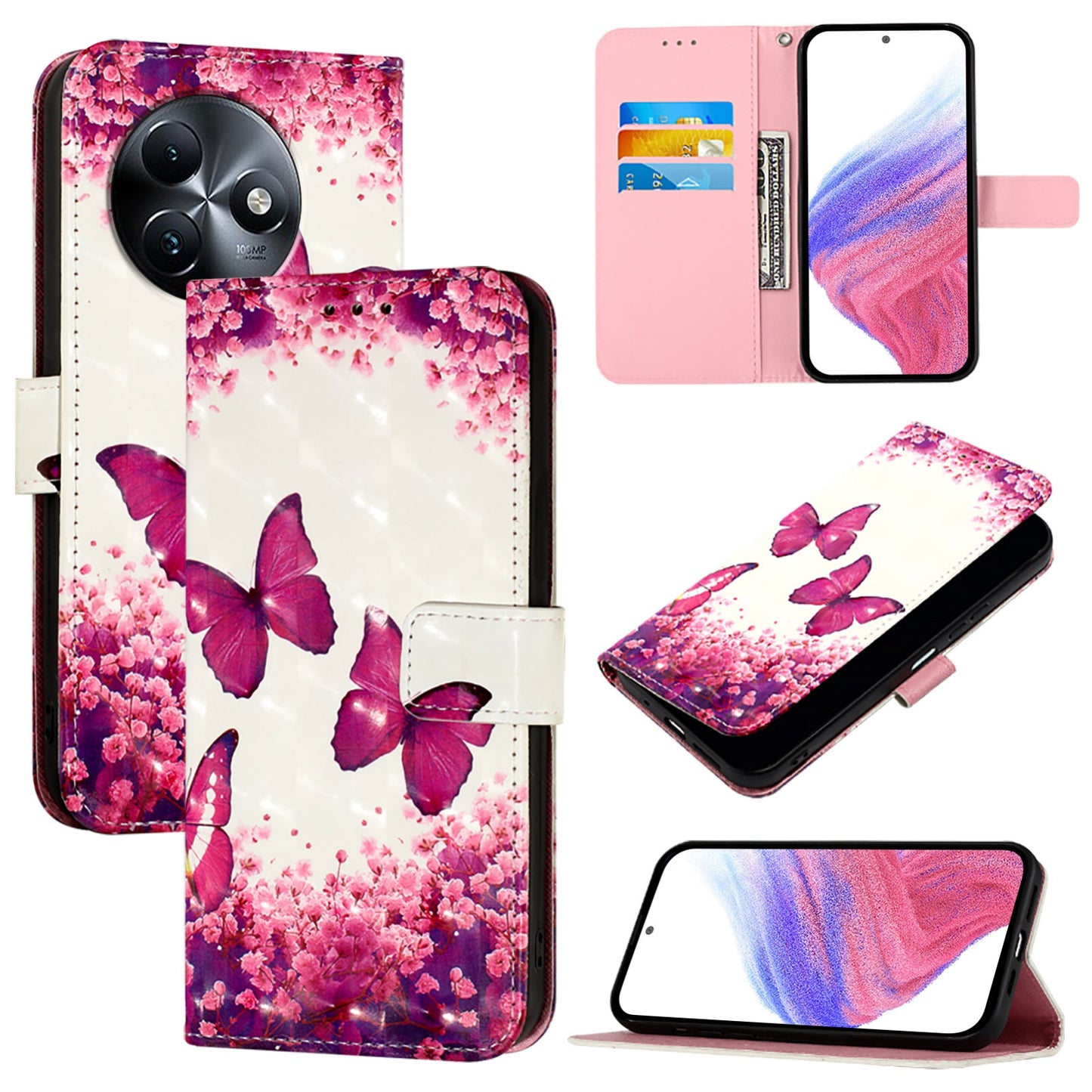 Itel S24 Leather Flip Phone Case with 3D Painted Design, Card Holder, Wallet & Stand Function - Durable Protection & Easy Access