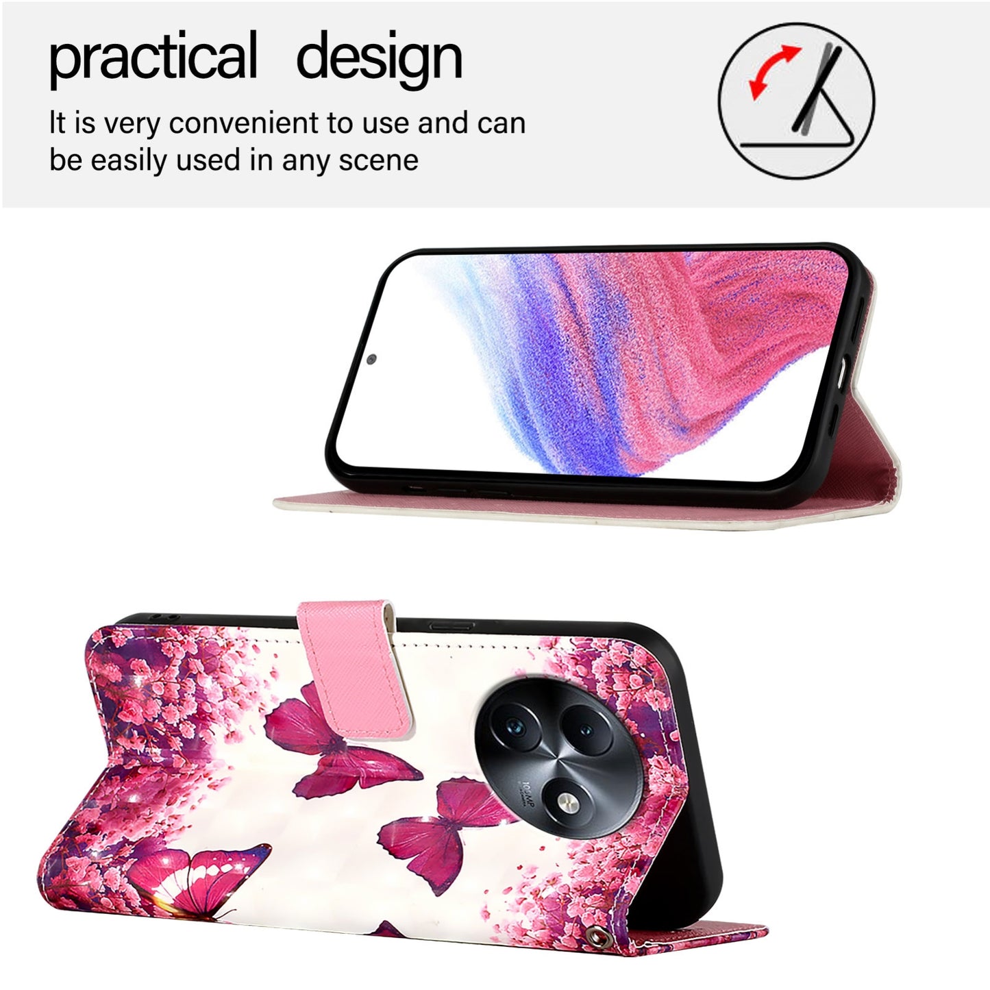 Itel S24 Leather Flip Phone Case with 3D Painted Design, Card Holder, Wallet & Stand Function - Durable Protection & Easy Access
