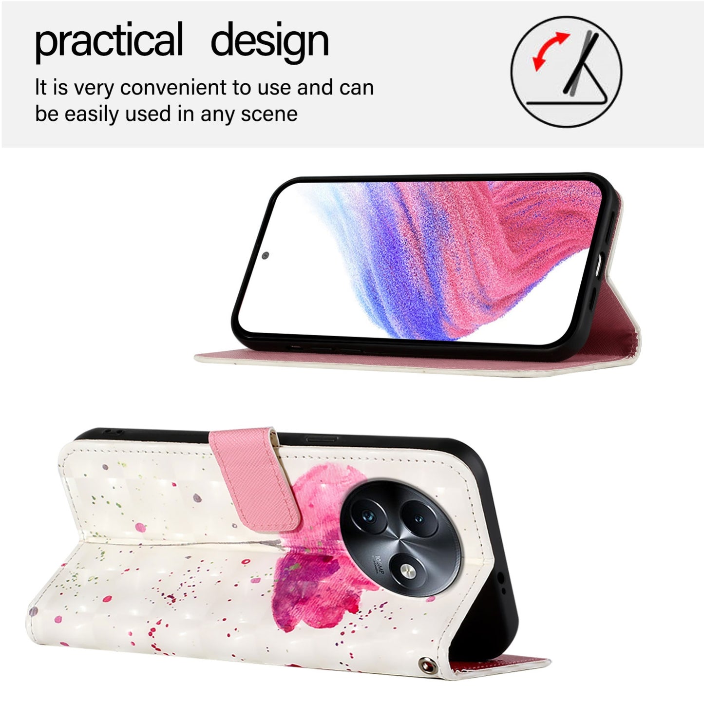 Itel S24 Leather Flip Phone Case with 3D Painted Design, Card Holder, Wallet & Stand Function - Durable Protection & Easy Access