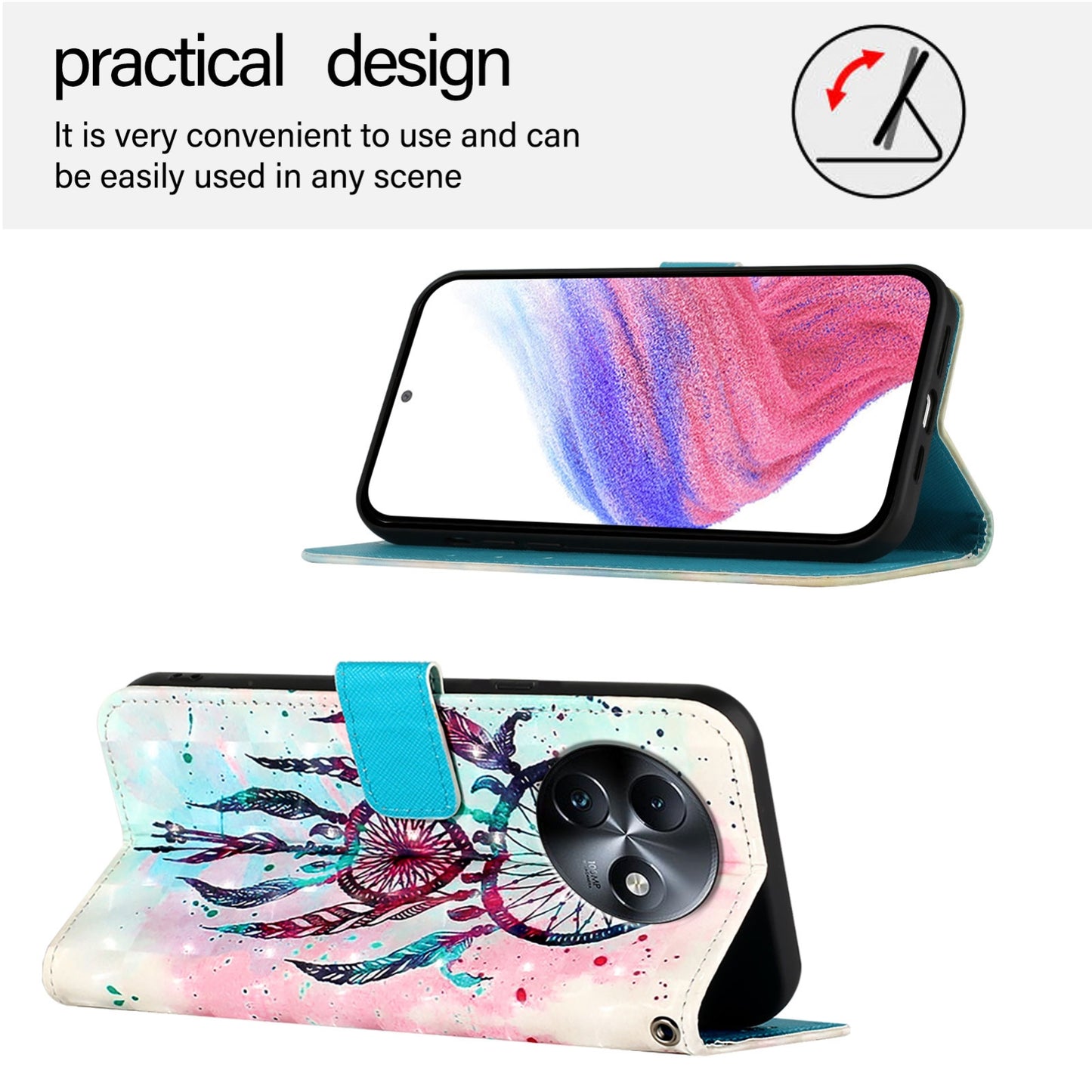 Itel S24 Leather Flip Phone Case with 3D Painted Design, Card Holder, Wallet & Stand Function - Durable Protection & Easy Access
