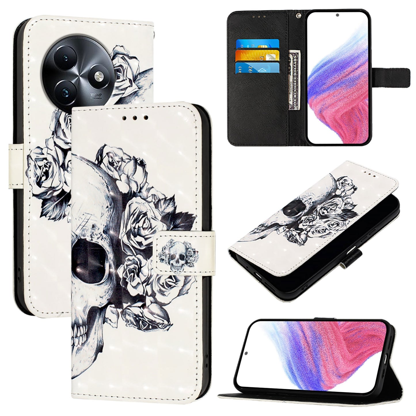 Itel S24 Leather Flip Phone Case with 3D Painted Design, Card Holder, Wallet & Stand Function - Durable Protection & Easy Access