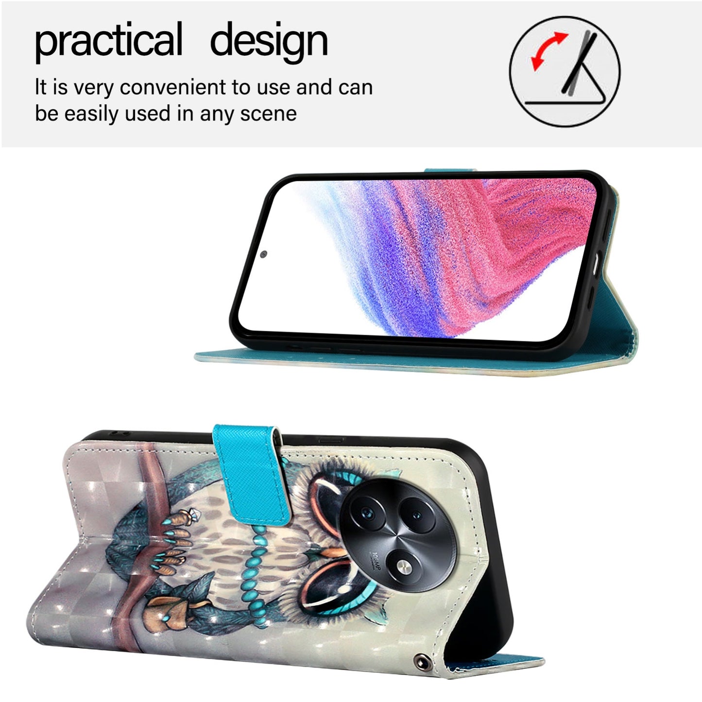 Itel S24 Leather Flip Phone Case with 3D Painted Design, Card Holder, Wallet & Stand Function - Durable Protection & Easy Access