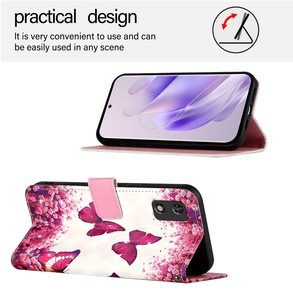 Itel A23 Pro Leather Flip Phone Case with 3D Painted Design, Card Holder, Wallet & Stand Function - Durable Protection & Easy Access