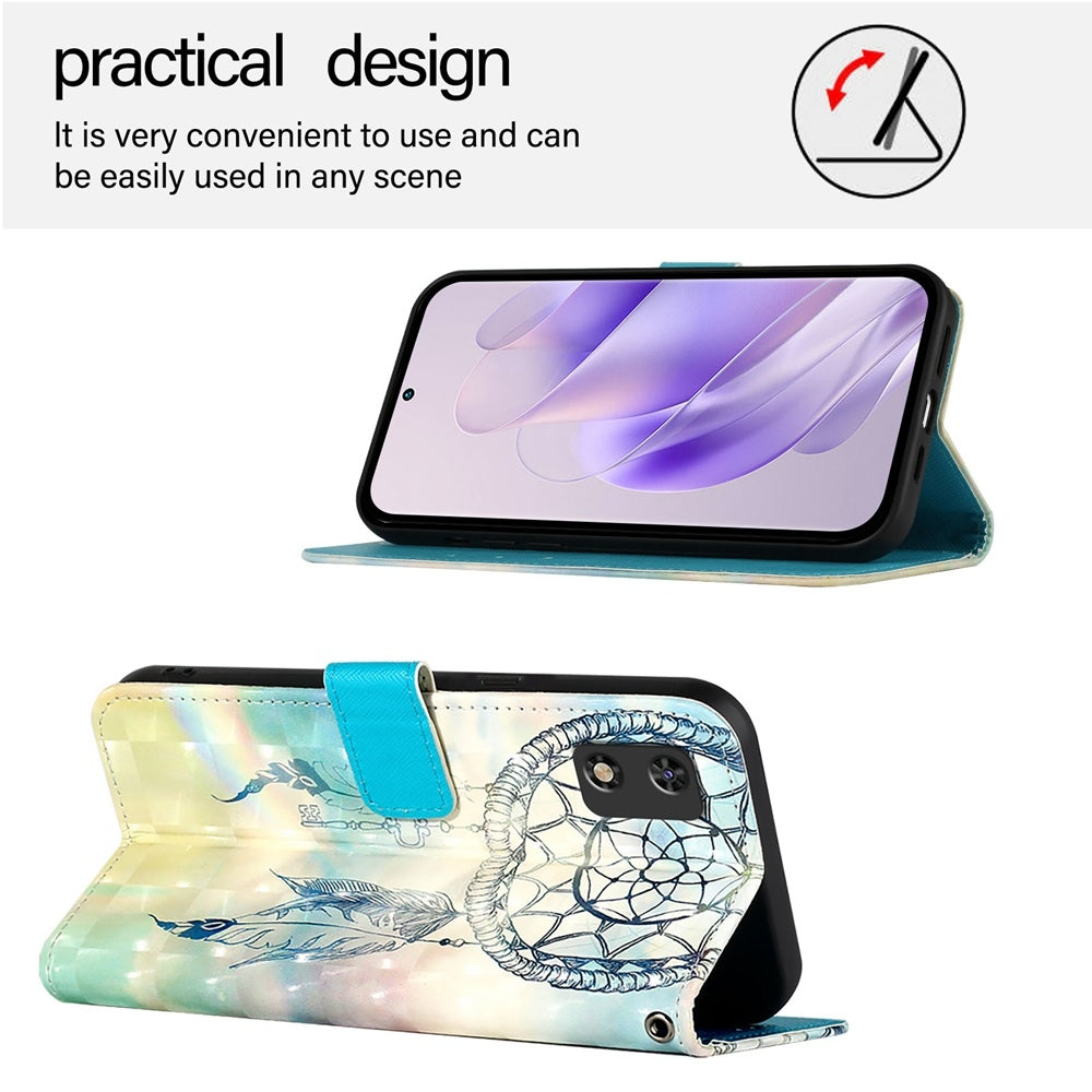 Itel A23 Pro Leather Flip Phone Case with 3D Painted Design, Card Holder, Wallet & Stand Function - Durable Protection & Easy Access