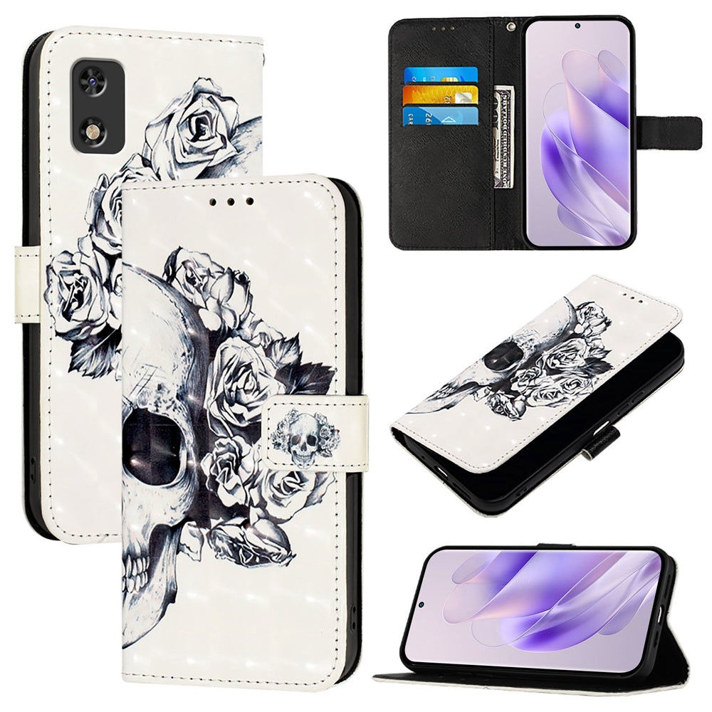 Itel A23 Pro Leather Flip Phone Case with 3D Painted Design, Card Holder, Wallet & Stand Function - Durable Protection & Easy Access