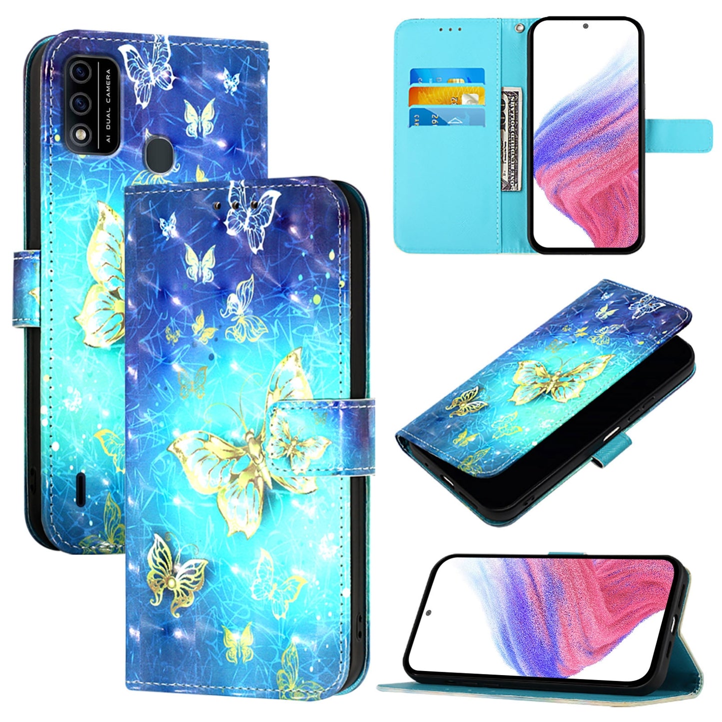 Itel A48 Leather Flip Phone Case with 3D Painted Design, Card Holder, Wallet & Stand Function - Durable Protection & Easy Access