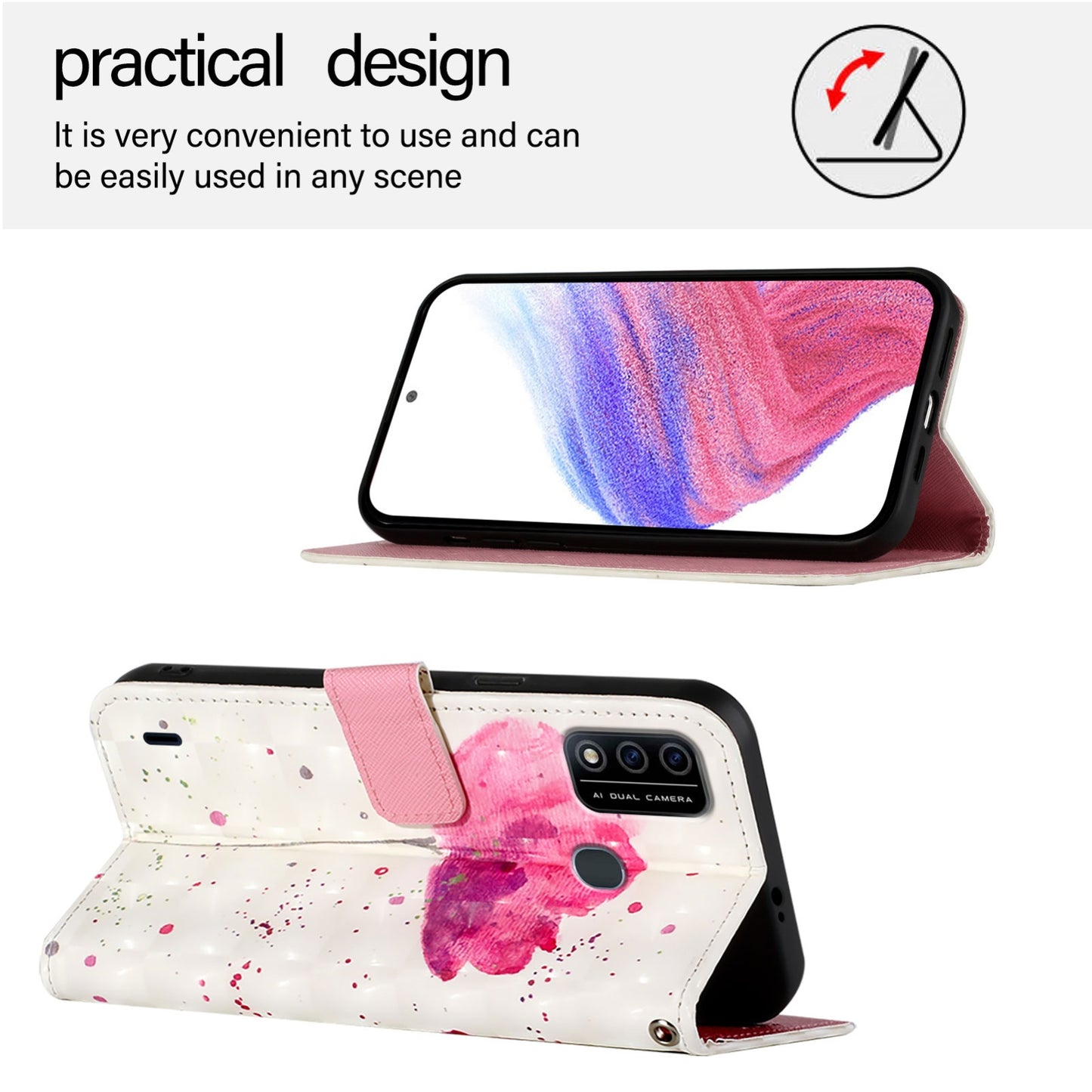Itel A48 Leather Flip Phone Case with 3D Painted Design, Card Holder, Wallet & Stand Function - Durable Protection & Easy Access