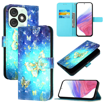 Itel A50 Leather Flip Phone Case with 3D Painted Design, Card Holder, Wallet & Stand Function - Durable Protection & Easy Access