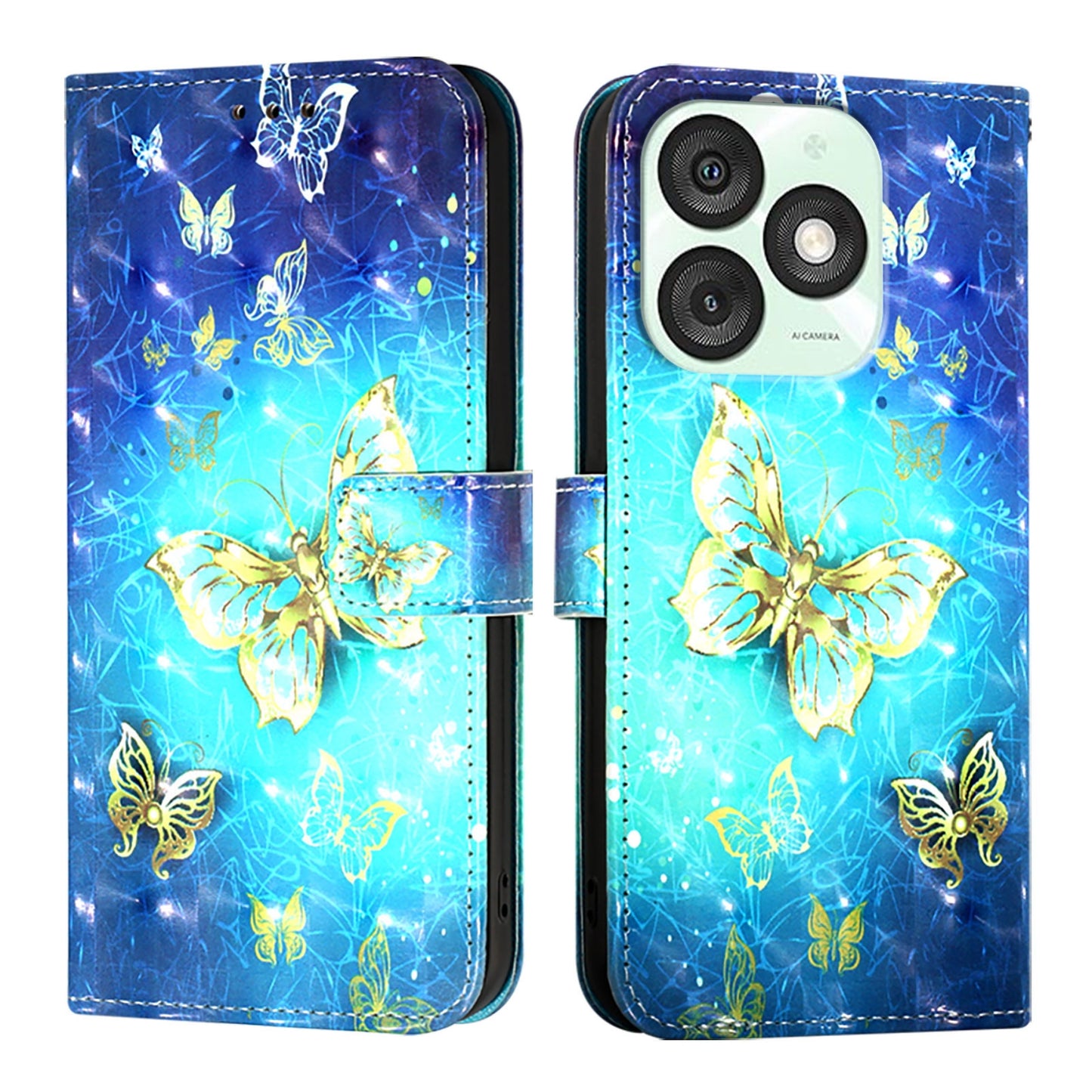 Itel A50 Leather Flip Phone Case with 3D Painted Design, Card Holder, Wallet & Stand Function - Durable Protection & Easy Access