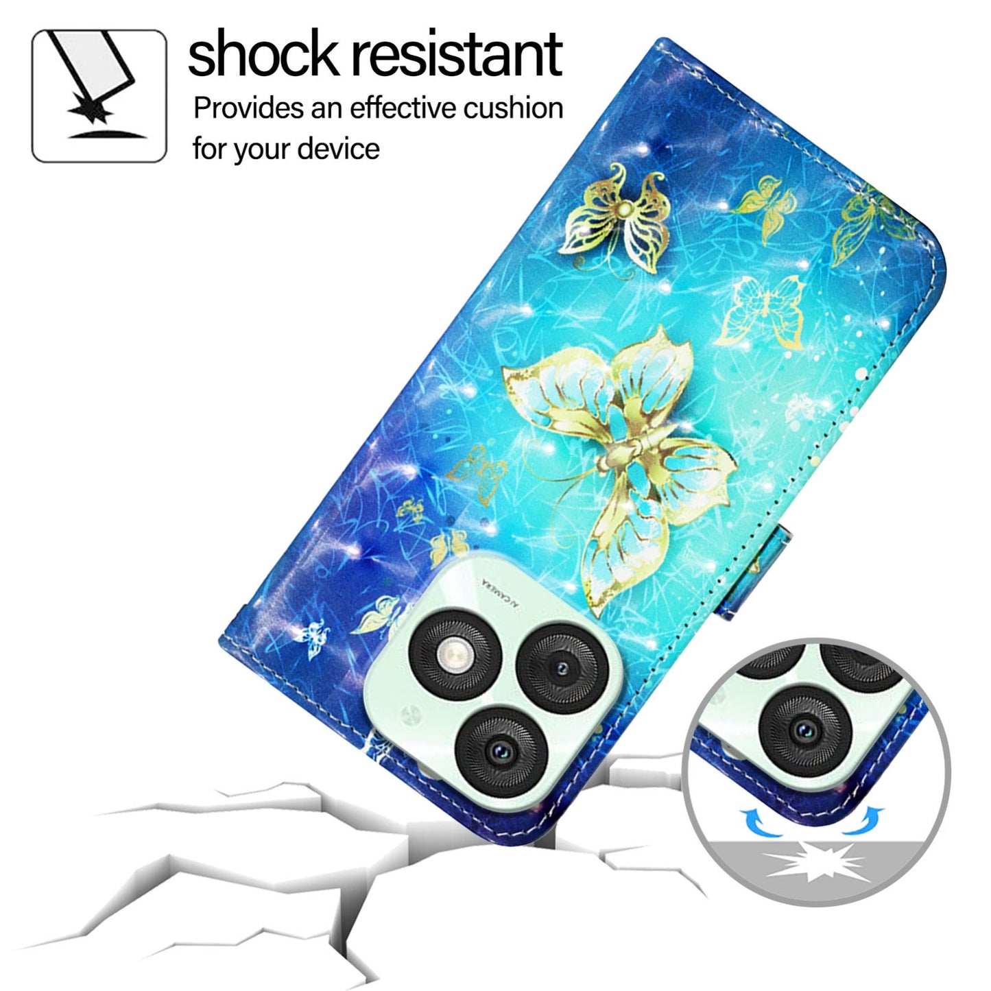 Itel A50 Leather Flip Phone Case with 3D Painted Design, Card Holder, Wallet & Stand Function - Durable Protection & Easy Access