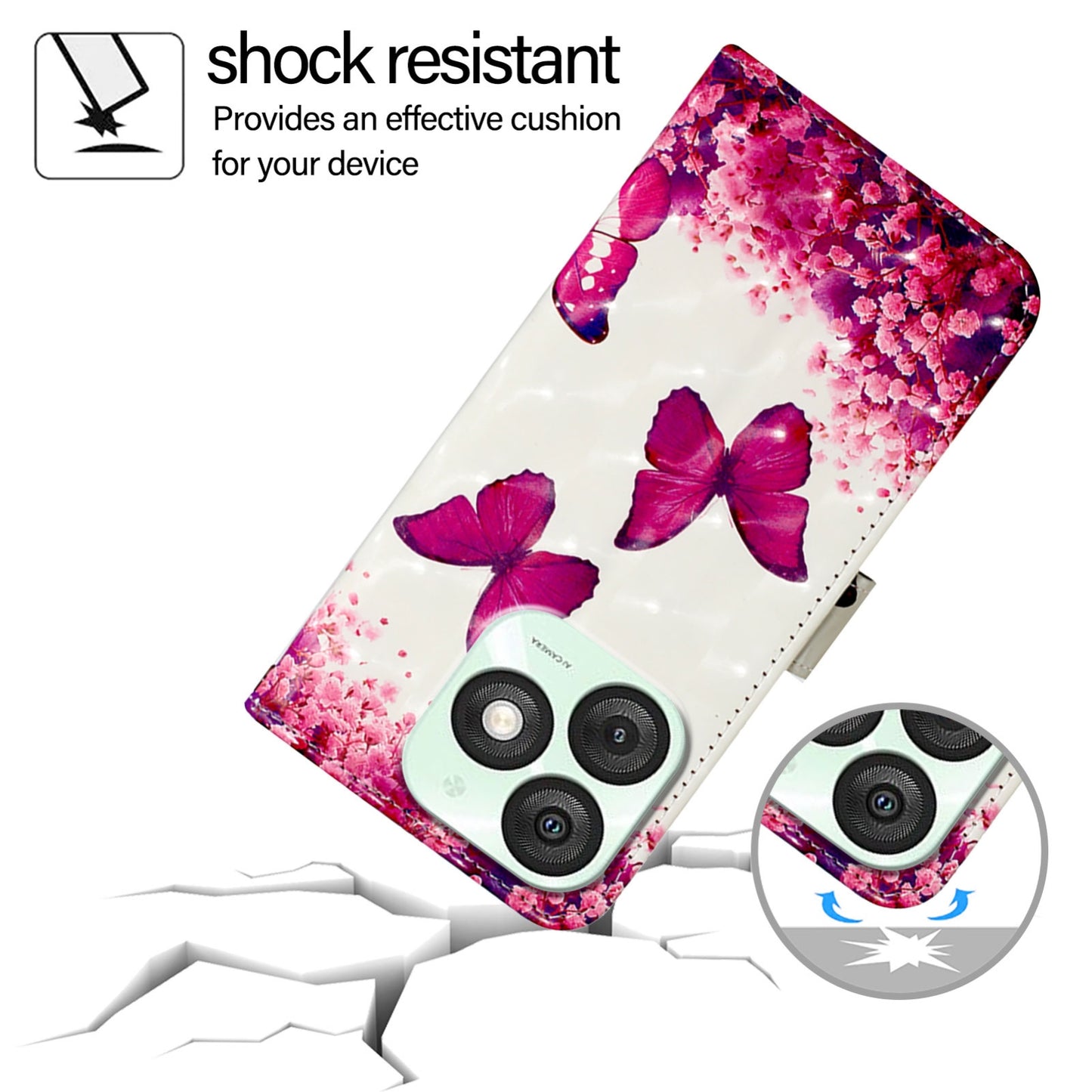 Itel A50 Leather Flip Phone Case with 3D Painted Design, Card Holder, Wallet & Stand Function - Durable Protection & Easy Access