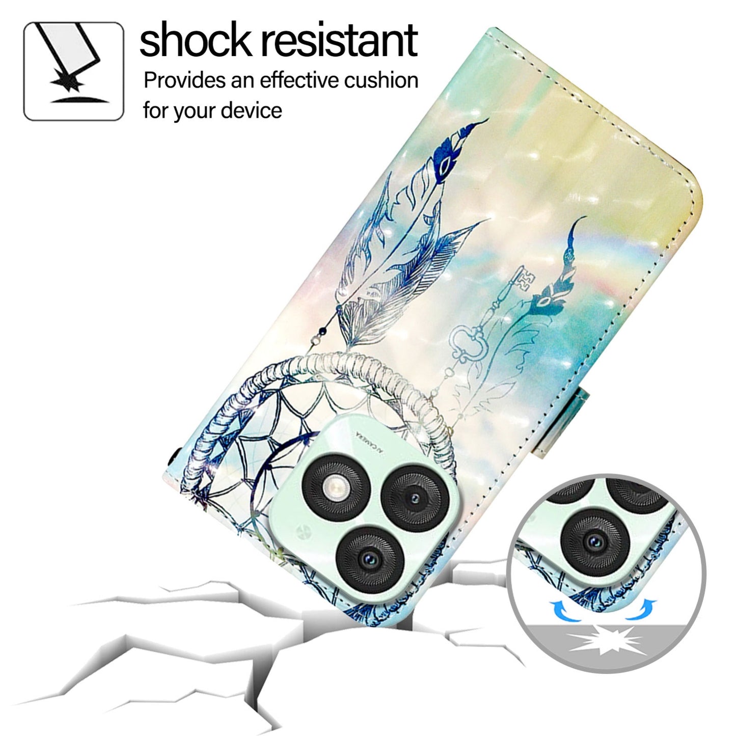 Itel A50 Leather Flip Phone Case with 3D Painted Design, Card Holder, Wallet & Stand Function - Durable Protection & Easy Access