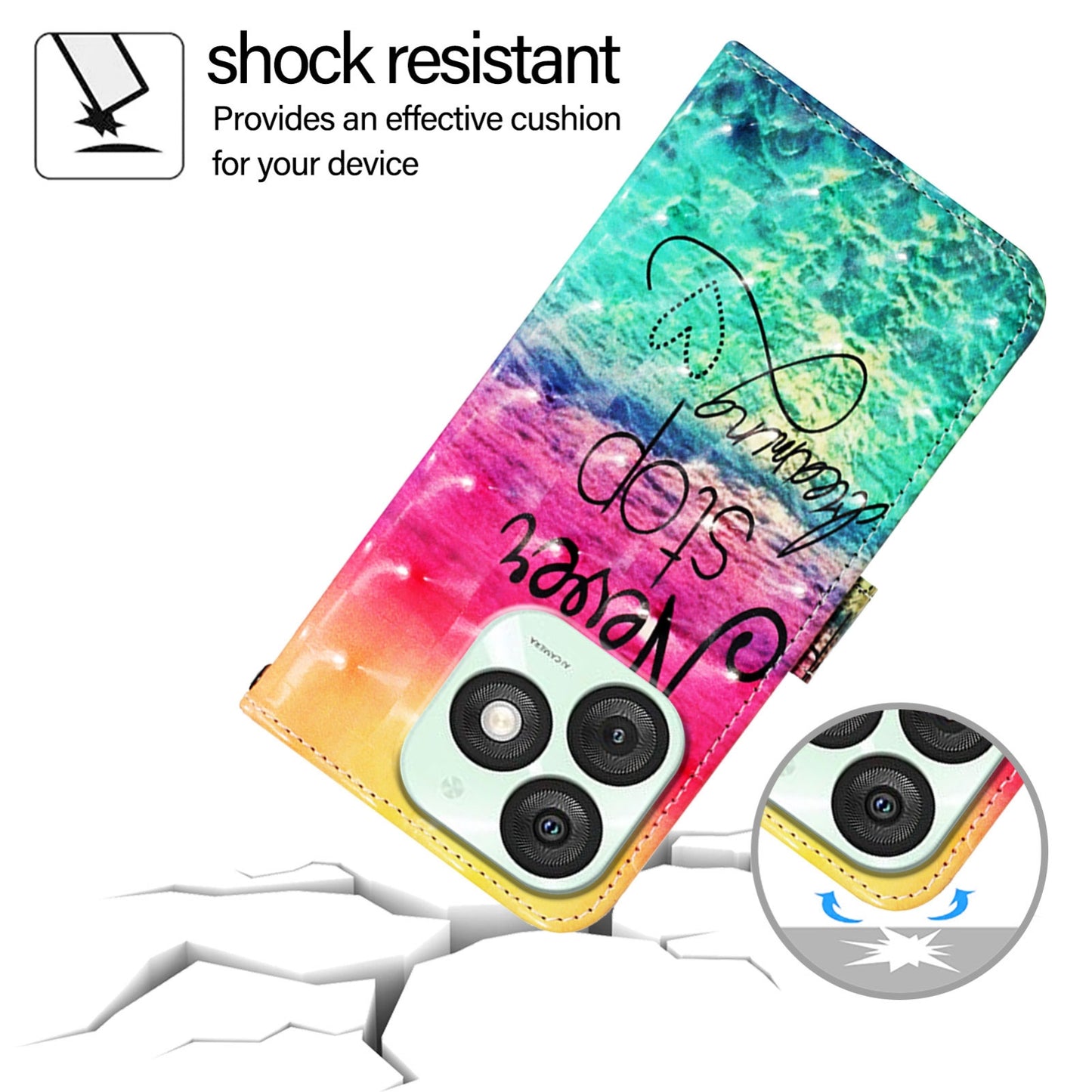 Itel A50 Leather Flip Phone Case with 3D Painted Design, Card Holder, Wallet & Stand Function - Durable Protection & Easy Access