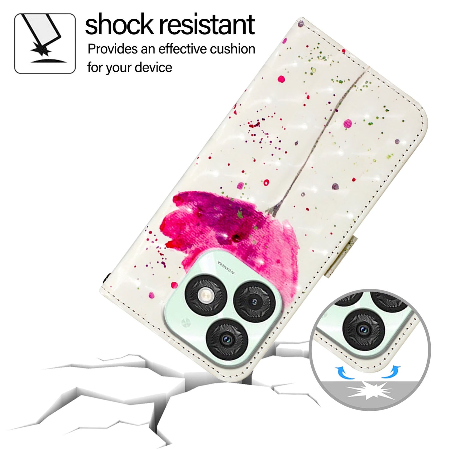 Itel A50 Leather Flip Phone Case with 3D Painted Design, Card Holder, Wallet & Stand Function - Durable Protection & Easy Access