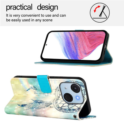 itel A50C Leather Flip Phone Case with 3D Painted Design, Card Holder, Wallet & Stand Function - Durable Protection & Easy Access