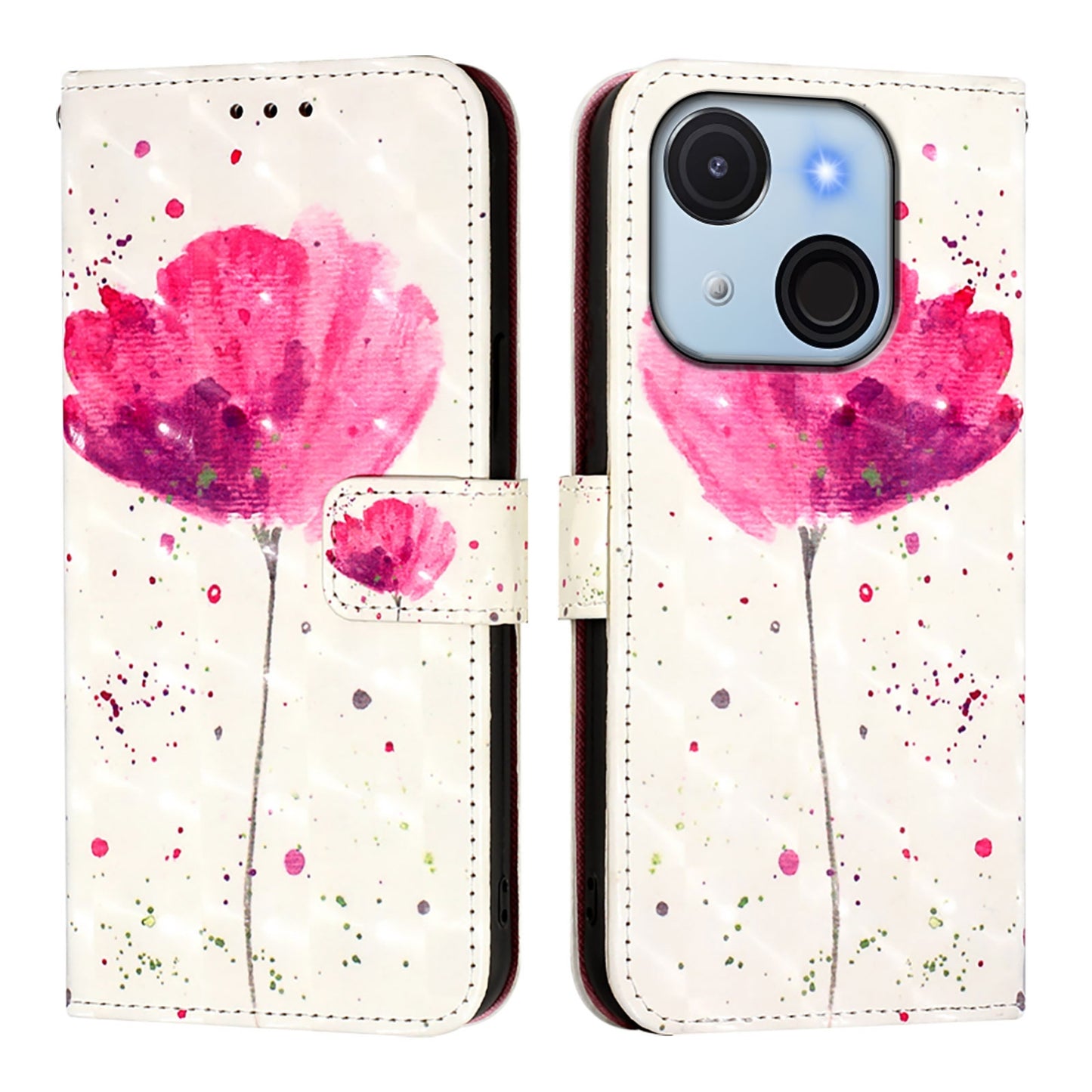 itel A50C Leather Flip Phone Case with 3D Painted Design, Card Holder, Wallet & Stand Function - Durable Protection & Easy Access