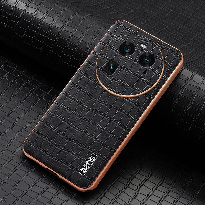 OPPO Find X6 Luxury Case - Electroplated Frame, Crocodile Texture Leather, Full Coverage Protection, Anti-Fingerprint & Shockproof