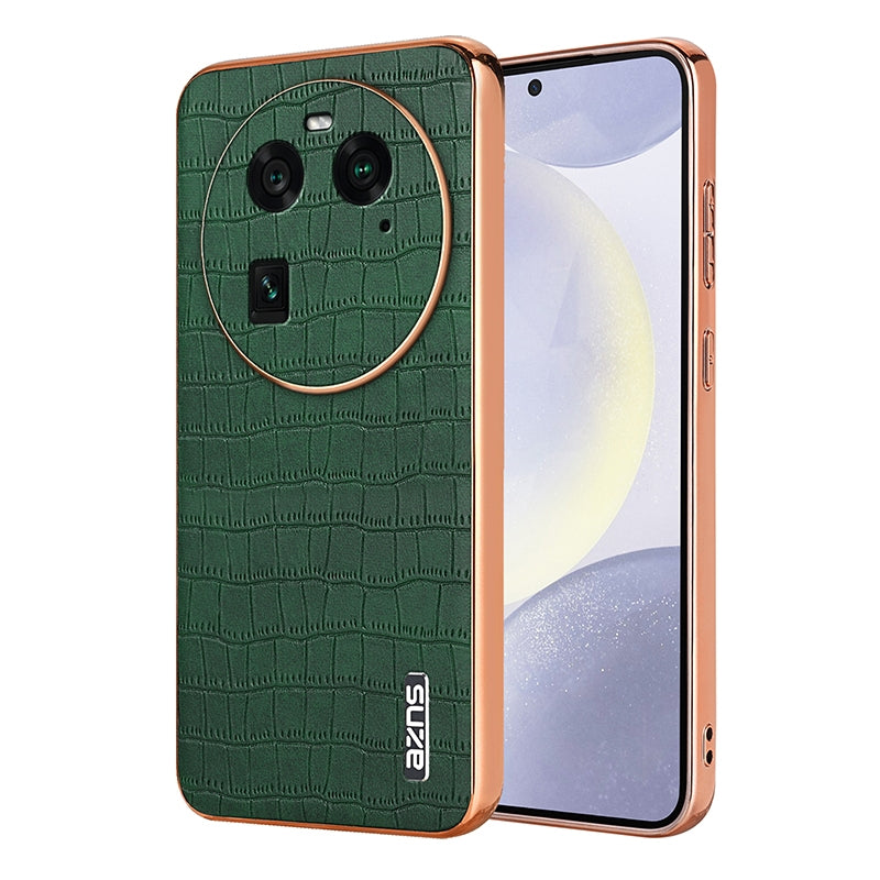 OPPO Find X6 Luxury Case - Electroplated Frame, Crocodile Texture Leather, Full Coverage Protection, Anti-Fingerprint & Shockproof