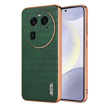 OPPO Find X6 Luxury Case - Electroplated Frame, Crocodile Texture Leather, Full Coverage Protection, Anti-Fingerprint & Shockproof
