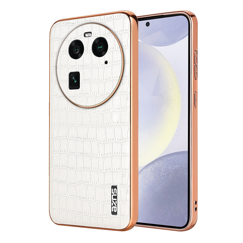 OPPO Find X6 Luxury Case - Electroplated Frame, Crocodile Texture Leather, Full Coverage Protection, Anti-Fingerprint & Shockproof