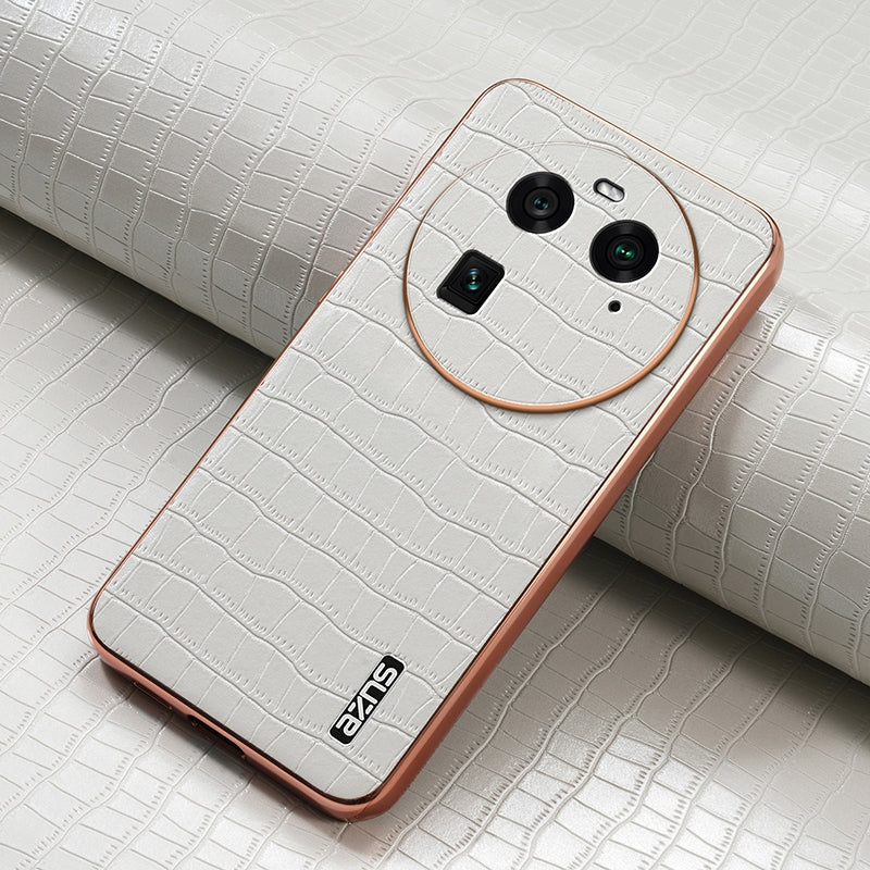 OPPO Find X6 Luxury Case - Electroplated Frame, Crocodile Texture Leather, Full Coverage Protection, Anti-Fingerprint & Shockproof