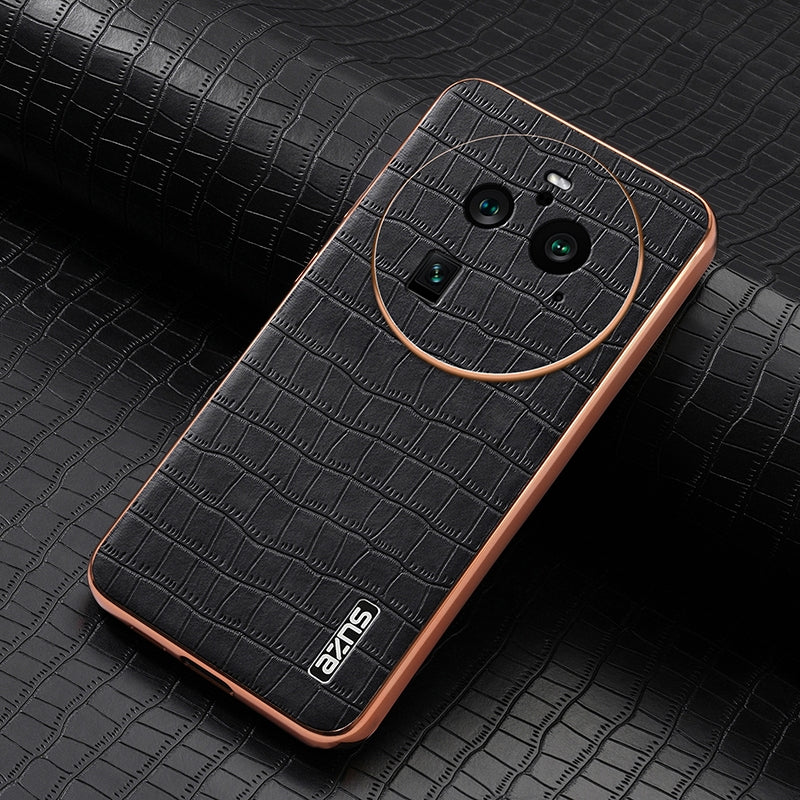 OPPO Find X6 Pro Luxury Case - Electroplated Frame, Crocodile Texture Leather, Full Coverage Protection, Anti-Fingerprint & Shockproof