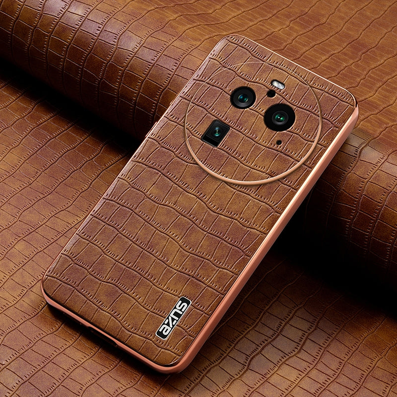 OPPO Find X6 Pro Luxury Case - Electroplated Frame, Crocodile Texture Leather, Full Coverage Protection, Anti-Fingerprint & Shockproof