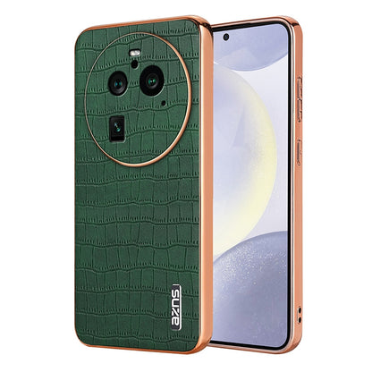 OPPO Find X6 Pro Luxury Case - Electroplated Frame, Crocodile Texture Leather, Full Coverage Protection, Anti-Fingerprint & Shockproof