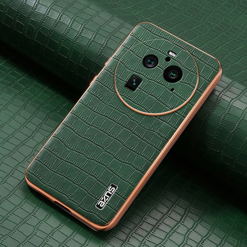 OPPO Find X6 Pro Luxury Case - Electroplated Frame, Crocodile Texture Leather, Full Coverage Protection, Anti-Fingerprint & Shockproof