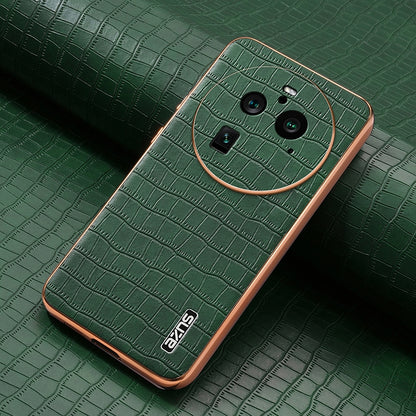 OPPO Find X6 Pro Luxury Case - Electroplated Frame, Crocodile Texture Leather, Full Coverage Protection, Anti-Fingerprint & Shockproof