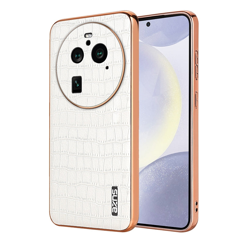 OPPO Find X6 Pro Luxury Case - Electroplated Frame, Crocodile Texture Leather, Full Coverage Protection, Anti-Fingerprint & Shockproof