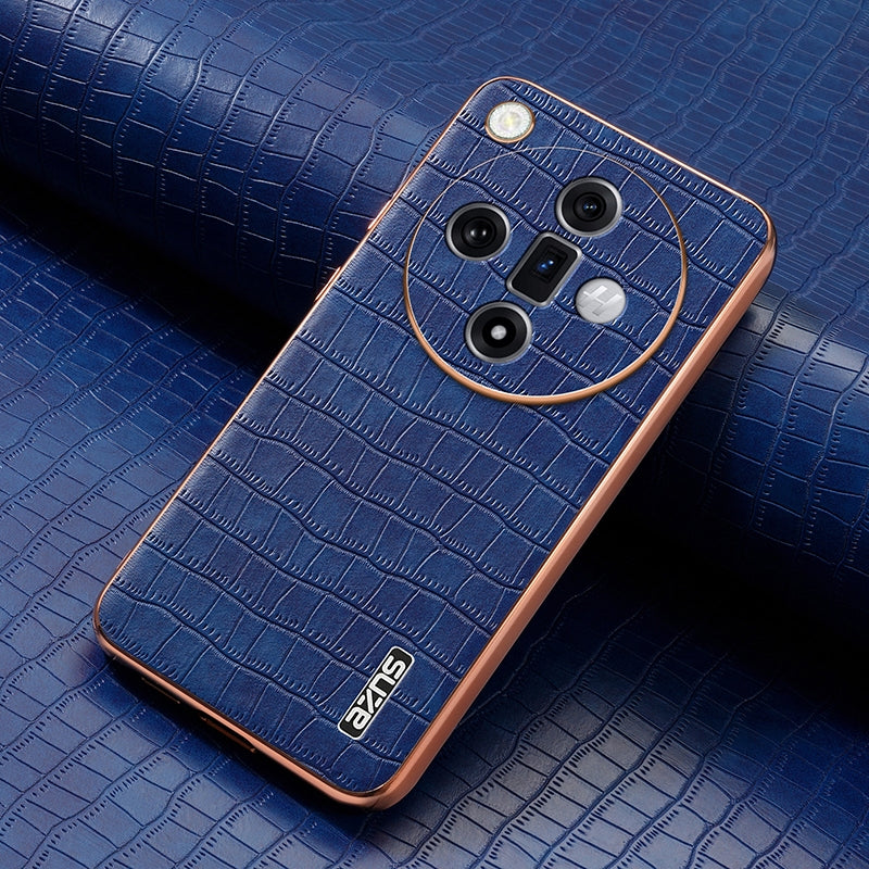 OPPO Find X7 Luxury Case - Electroplated Frame, Crocodile Texture Leather, Full Coverage Protection, Anti-Fingerprint & Shockproof