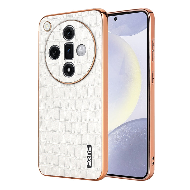 OPPO Find X7 Luxury Case - Electroplated Frame, Crocodile Texture Leather, Full Coverage Protection, Anti-Fingerprint & Shockproof