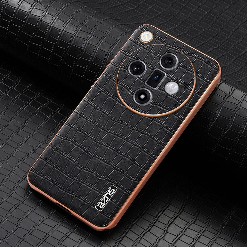 OPPO Find X7 Ultra Luxury Case - Electroplated Frame, Crocodile Texture Leather, Full Coverage Protection, Anti-Fingerprint & Shockproof