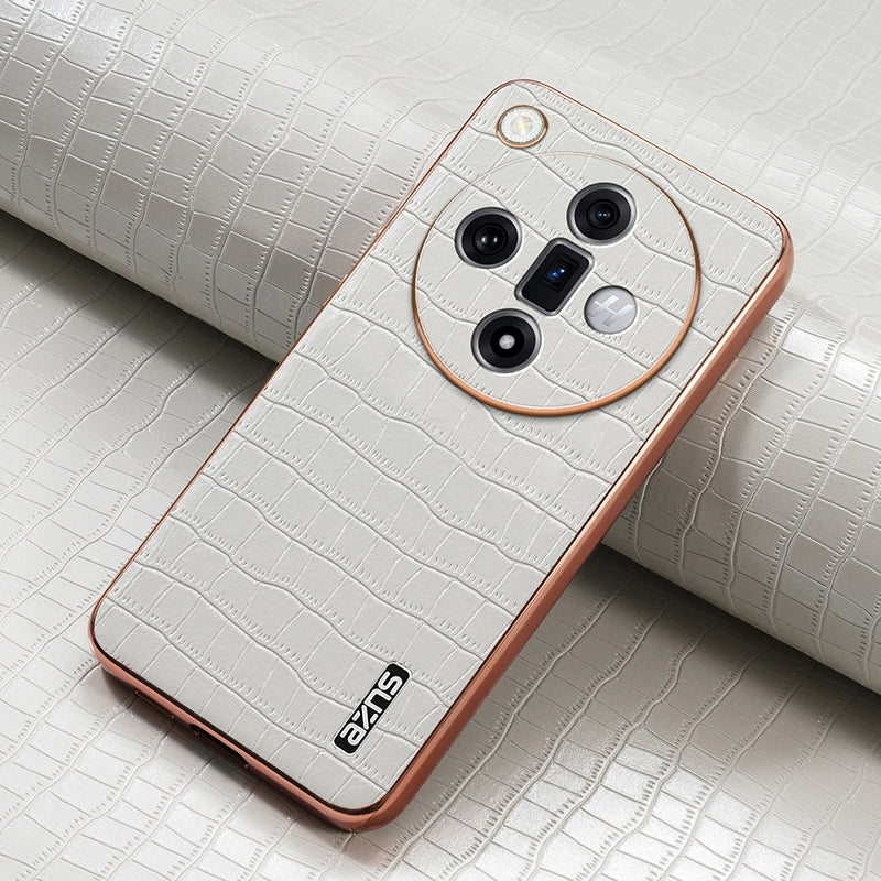 OPPO Find X7 Ultra Luxury Case - Electroplated Frame, Crocodile Texture Leather, Full Coverage Protection, Anti-Fingerprint & Shockproof