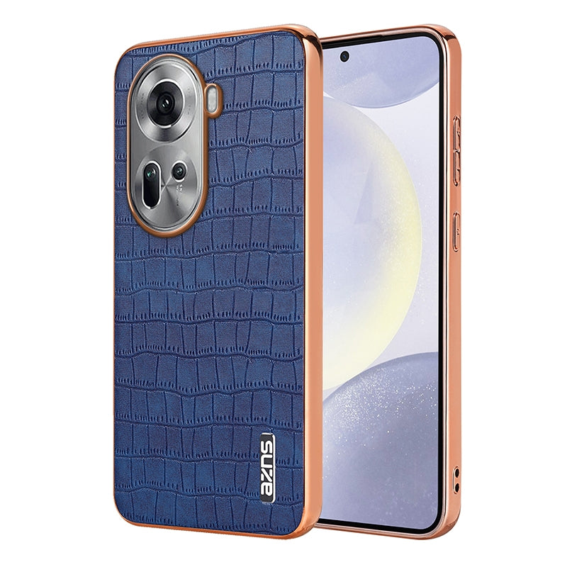 OPPO Reno11 Global Luxury Case - Electroplated Frame, Crocodile Texture Leather, Full Coverage Protection, Anti-Fingerprint & Shockproof