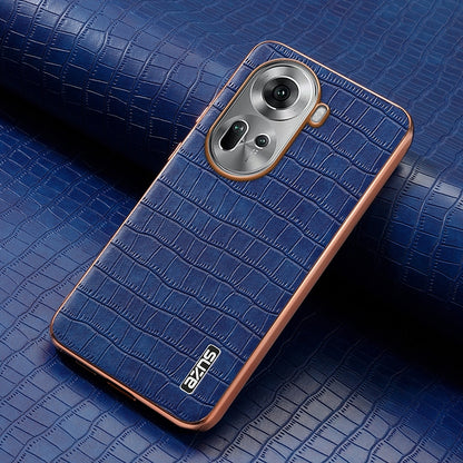 OPPO Reno11 Global Luxury Case - Electroplated Frame, Crocodile Texture Leather, Full Coverage Protection, Anti-Fingerprint & Shockproof