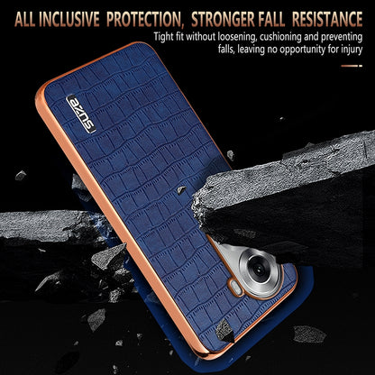 OPPO Reno11 Global Luxury Case - Electroplated Frame, Crocodile Texture Leather, Full Coverage Protection, Anti-Fingerprint & Shockproof