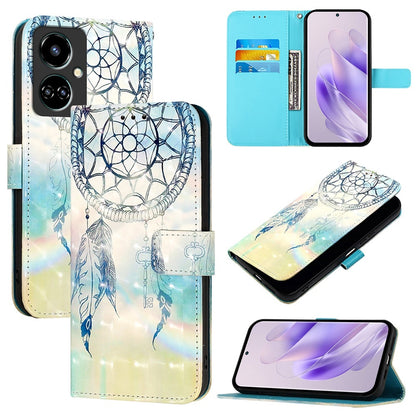 Tecno Camon 19 Leather Flip Phone Case with 3D Painted Design, Card Holder, Wallet & Stand Function - Durable Protection & Easy Access