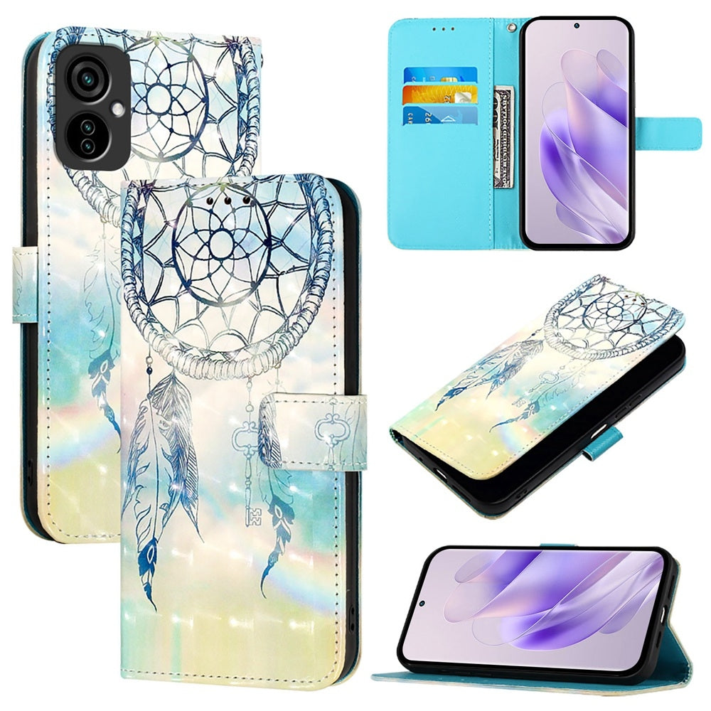 Tecno Camon 19 Neo Leather Flip Phone Case with 3D Painted Design, Card Holder, Wallet & Stand Function - Durable Protection & Easy Access