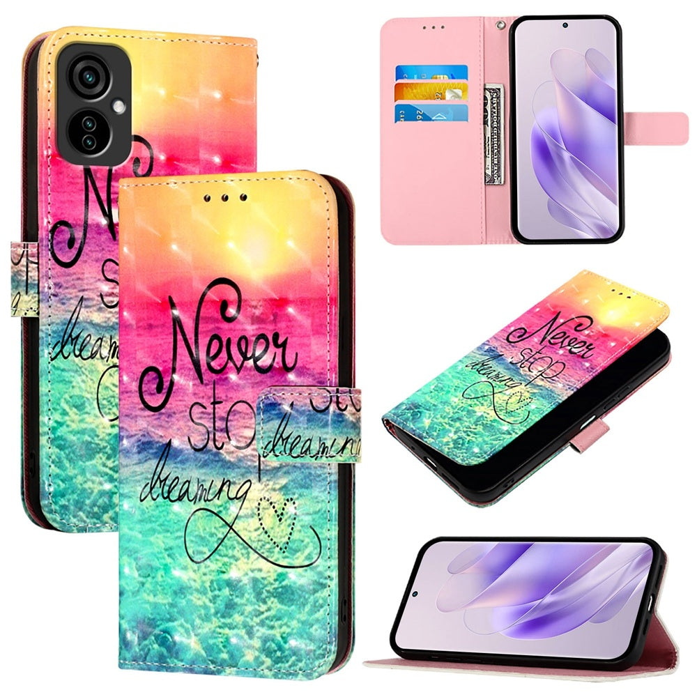 Tecno Camon 19 Neo Leather Flip Phone Case with 3D Painted Design, Card Holder, Wallet & Stand Function - Durable Protection & Easy Access