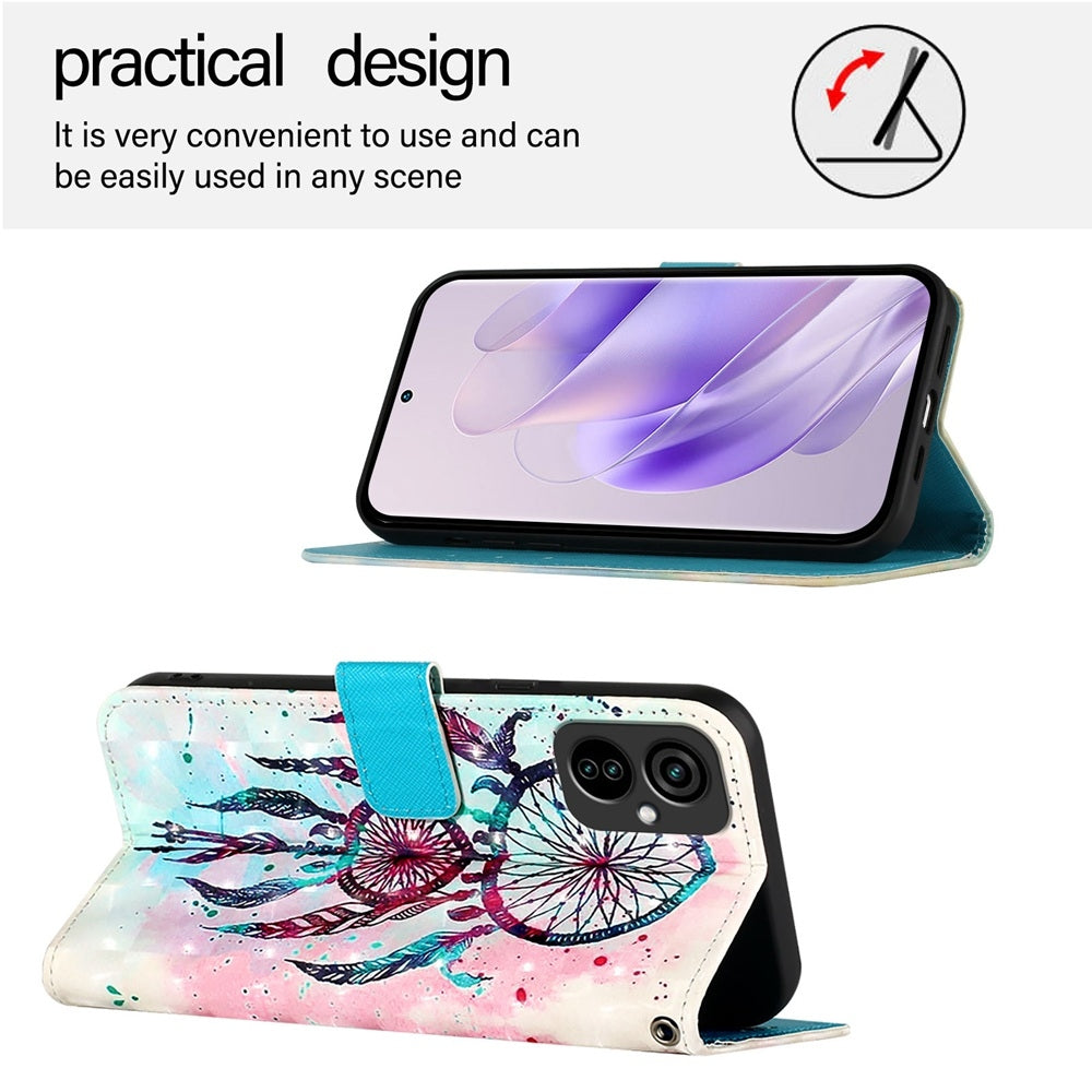 Tecno Camon 19 Neo Leather Flip Phone Case with 3D Painted Design, Card Holder, Wallet & Stand Function - Durable Protection & Easy Access