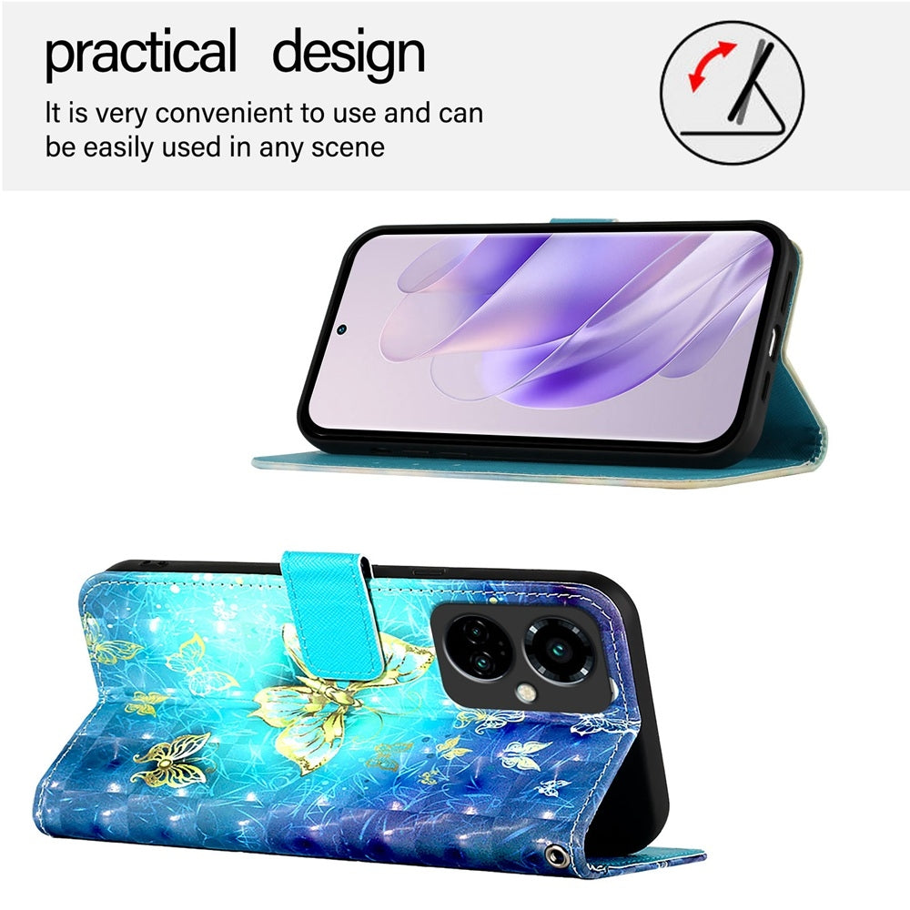 Tecno Camon 19 Pro 5G Leather Flip Phone Case with 3D Painted Design, Card Holder, Wallet & Stand Function - Durable Protection & Easy Access