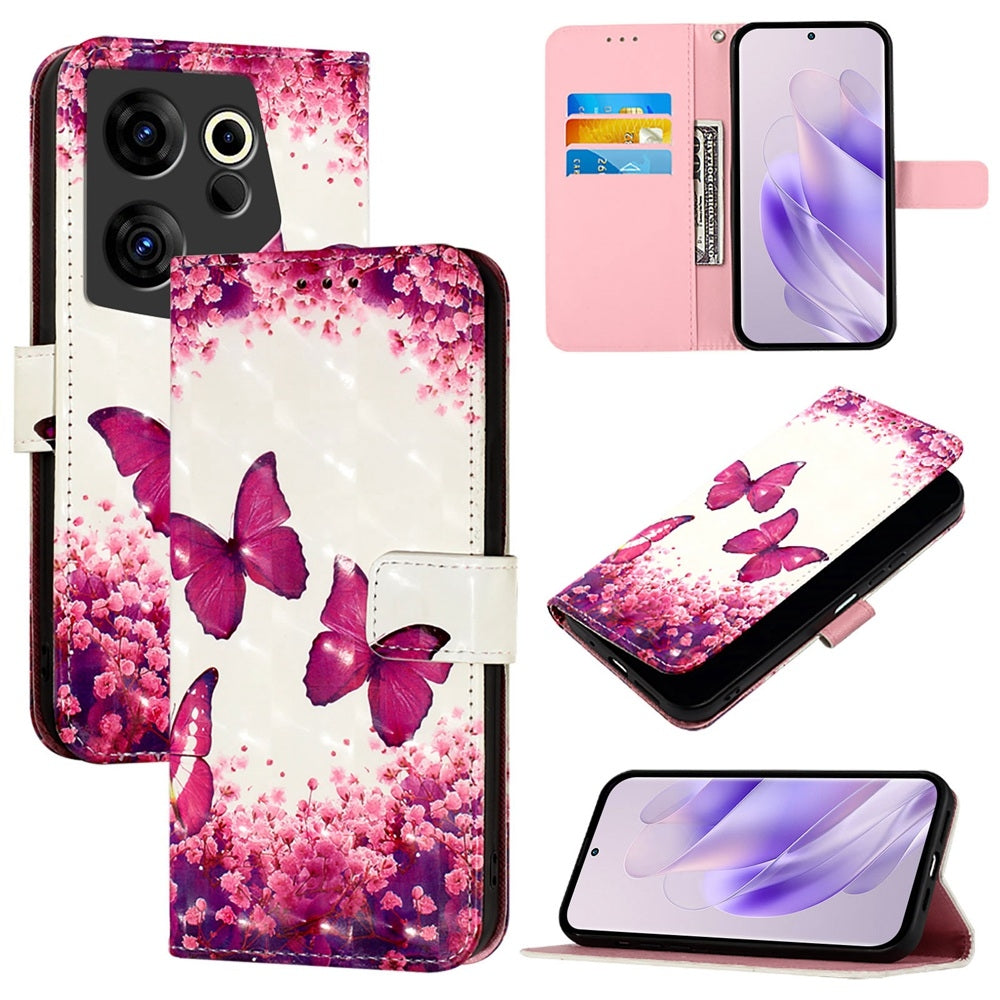 Tecno Camon 20 Premier Leather Flip Phone Case with 3D Painted Design, Card Holder, Wallet & Stand Function - Durable Protection & Easy Access